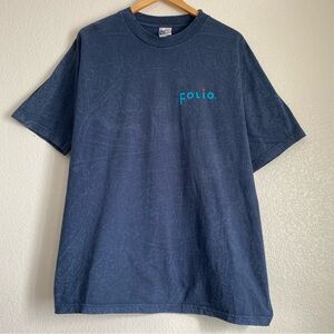 Vintage Folio puff logo subtle all-over print t-shirt, blue/gray, XL
100% Cotton
